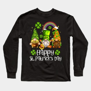 Lucky Shamrock Gnomie Lovers Happy St Patrick's Day Long Sleeve T-Shirt